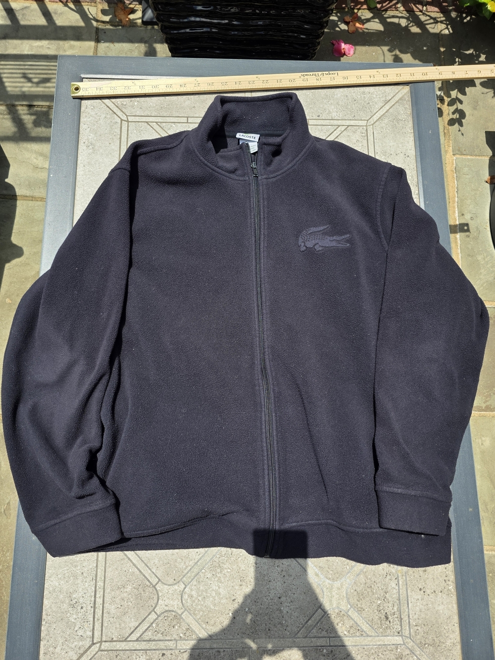 Lacoste Men's Full-Zip Fleece Jacket Tonal Logo Black Size 8 3XL